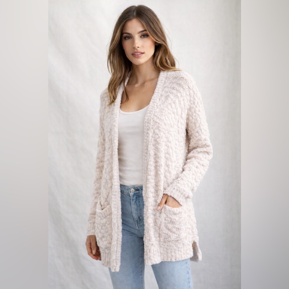 Victoria Secret Cozy White Open-Front Sweater size large